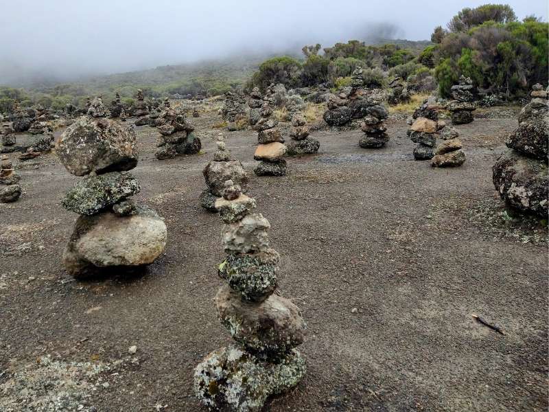 stacked rocks at the kilimanjaro trail