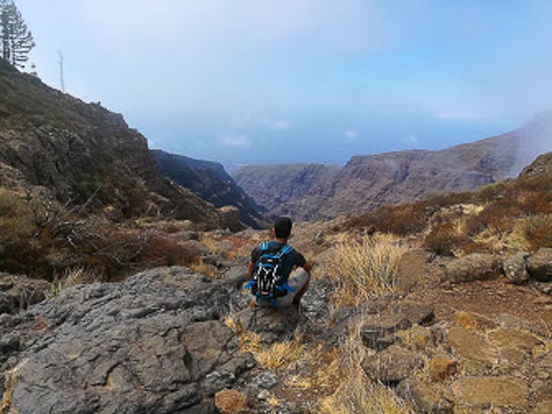 hiker in La Gomera enjoying the views