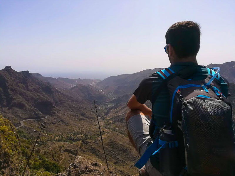 hiker looking in the direction of San Sebastian