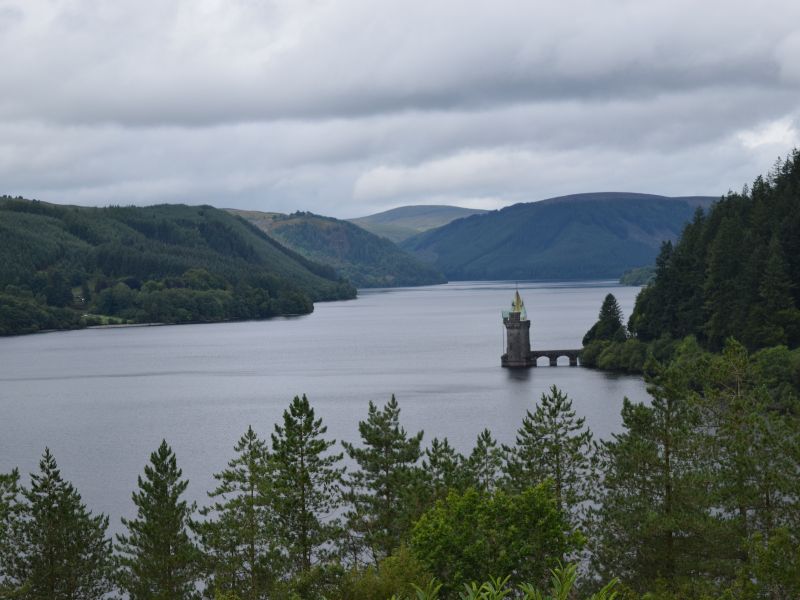 Lake Vyrnwy, one of the best views in the Glyndwr's Way walk