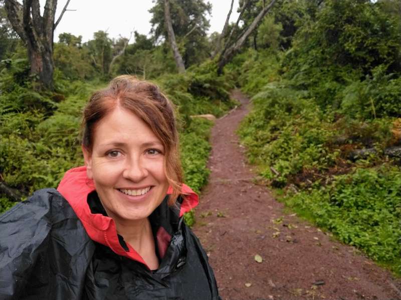 Laurel on a hiking trail of Kilimanjaro