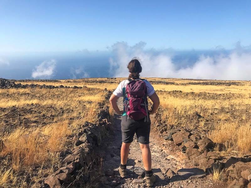 day hiker in La Gomera wearing a Deuter hiking backpack