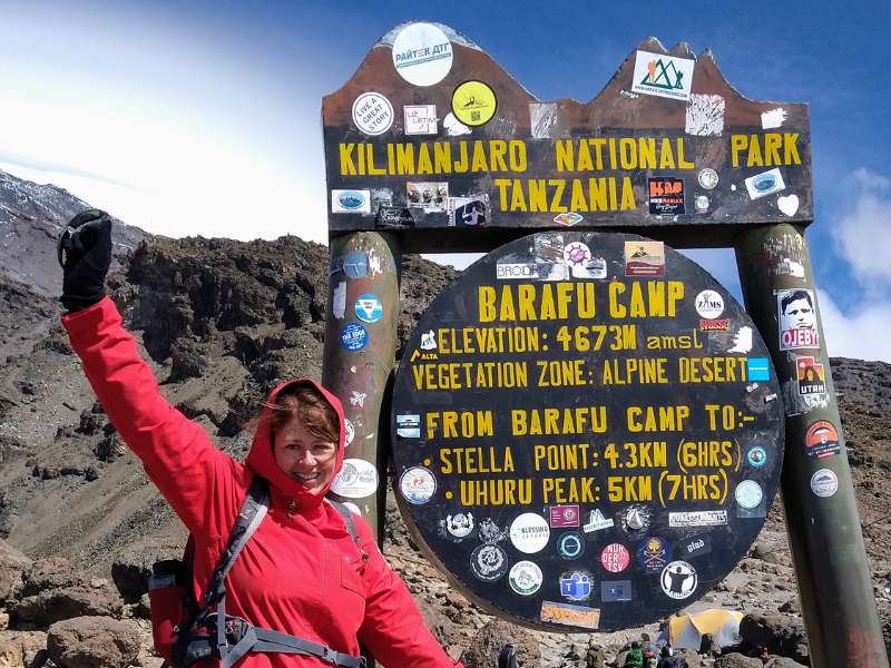 Laurel at Barafu Camp on Mount Kilimanjaro