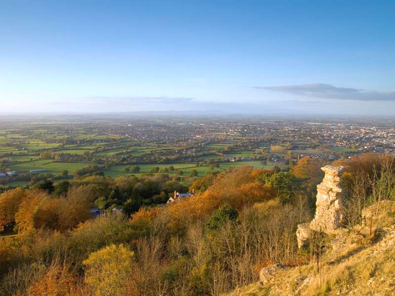 Leckhampton Hill with Devil's Chimney seen on the Cotswold Way