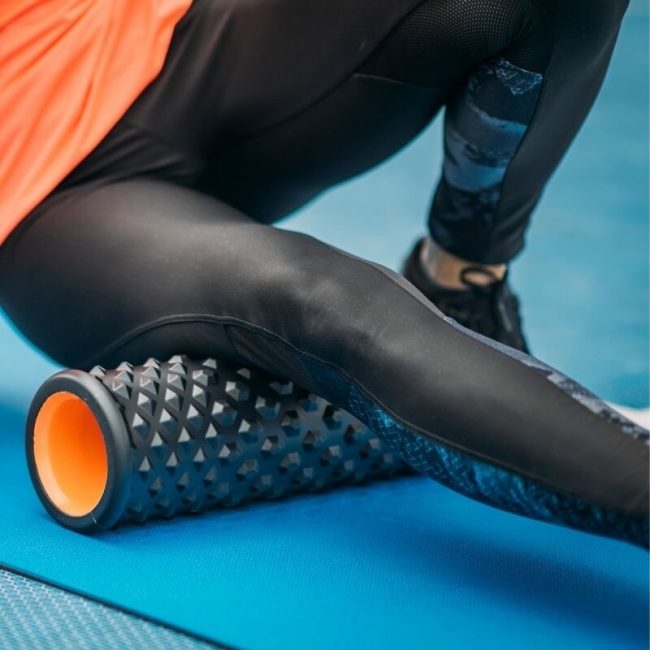 Foam rolling is a great way to treat leg pain. 