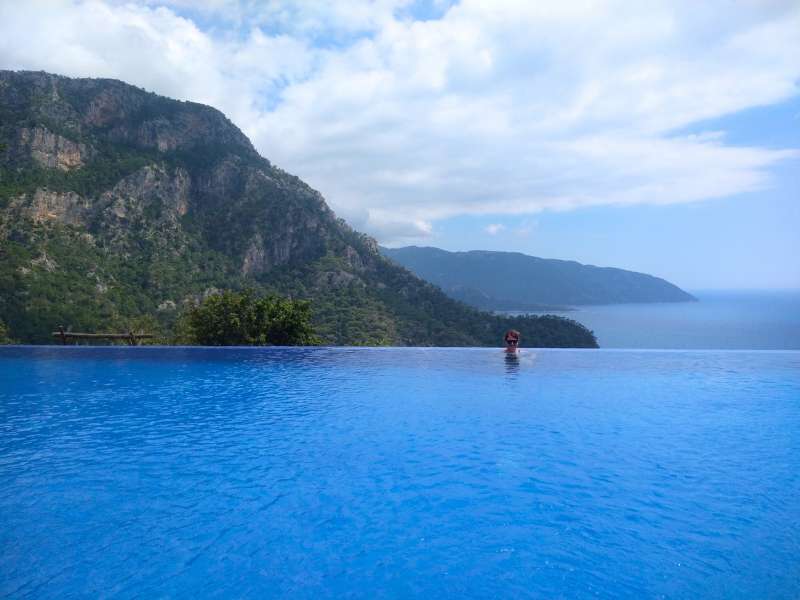 swimming pool at the top of the mountain with sea viewing after the lycian way tour