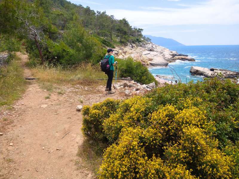 hiker enjoying the view from the sea during lycian way tour