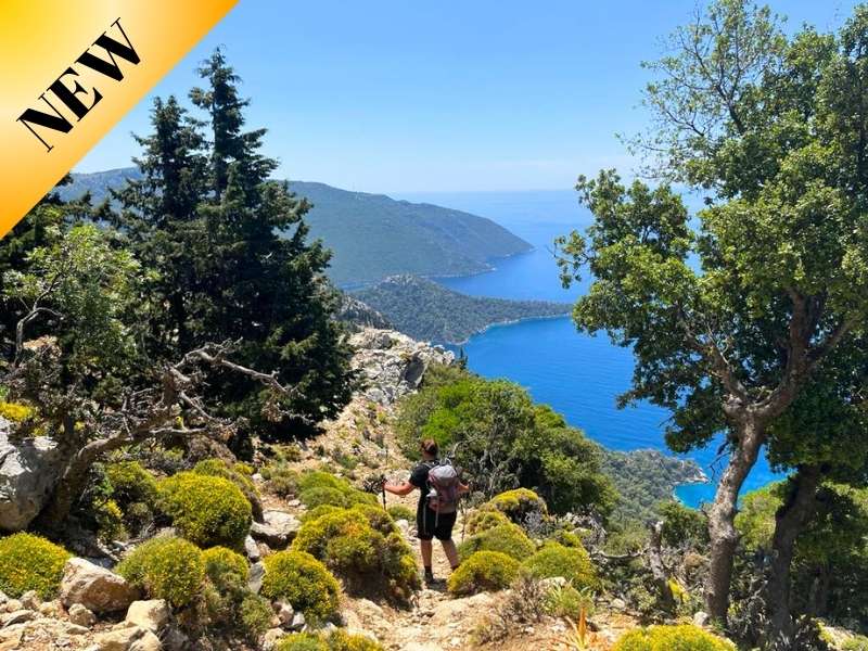 hiker enjoying the gorgeous views on the Lycian Way Hiking Tour