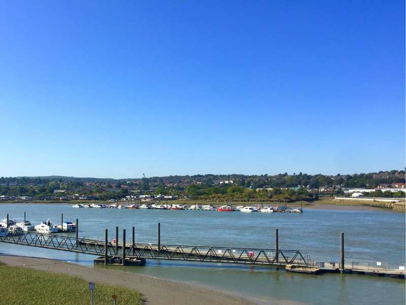 walking the North Downs Way along the River Medway near Cuxton