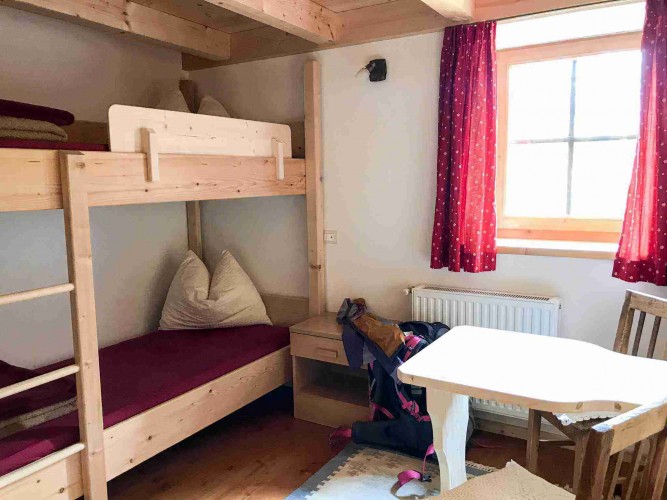 room in a mountain hut in the Alps