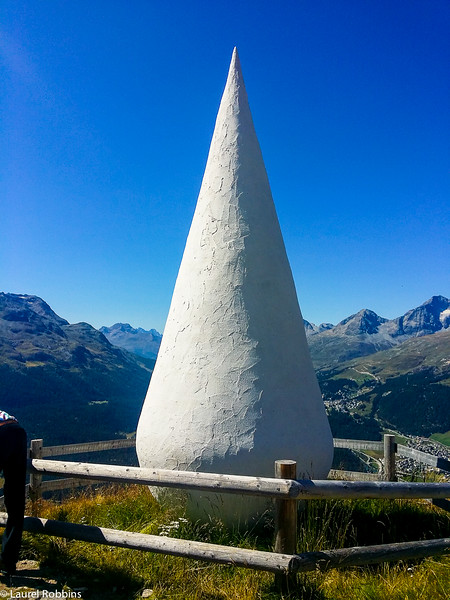 Il Guot, a sculptural piece at the top of Muottas Muragl funicular in the Engadin Mountains near St. Moritz, Switzerland. 