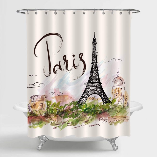 Add a Parisian touch to your bathroom with this travel decor. 