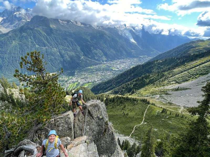 rock climbing via ferrata in chamonix