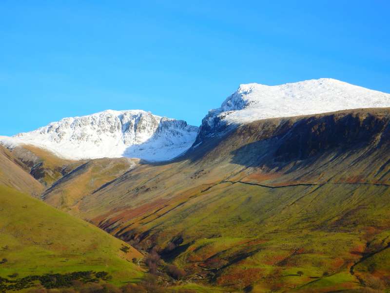 Scafell Pike with snow line