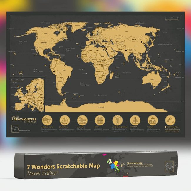 Scratchable World Map with neon colours