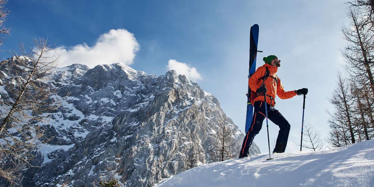 man with skis in courmayeur