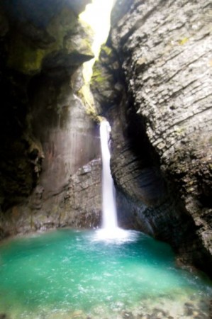 A hidden waterfall we came across while hiking in Triglav National Park