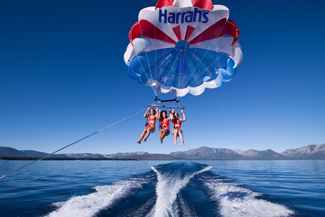 Lake Tahoe, California is a great place to try out parasailing