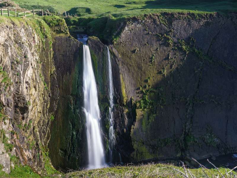 Speke's Mill Mouth Waterfall, as seen from South West Coast path walk