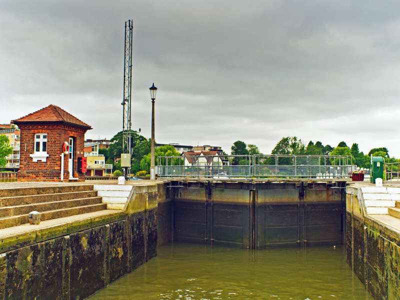 Teddington Lock, as seen from walking the Thames Path