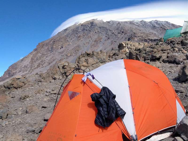 tent at the top of kilimanjaro mountain