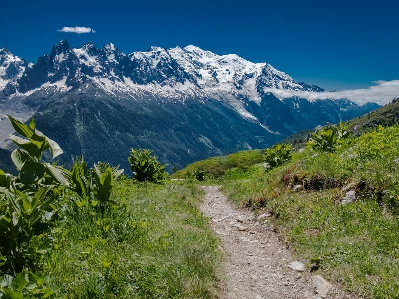 hiking trail on the Tour du Mont Blanc