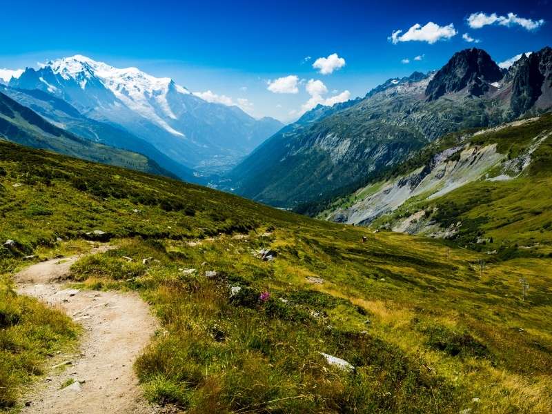 hiking trail on the Tour du Mont Blanc