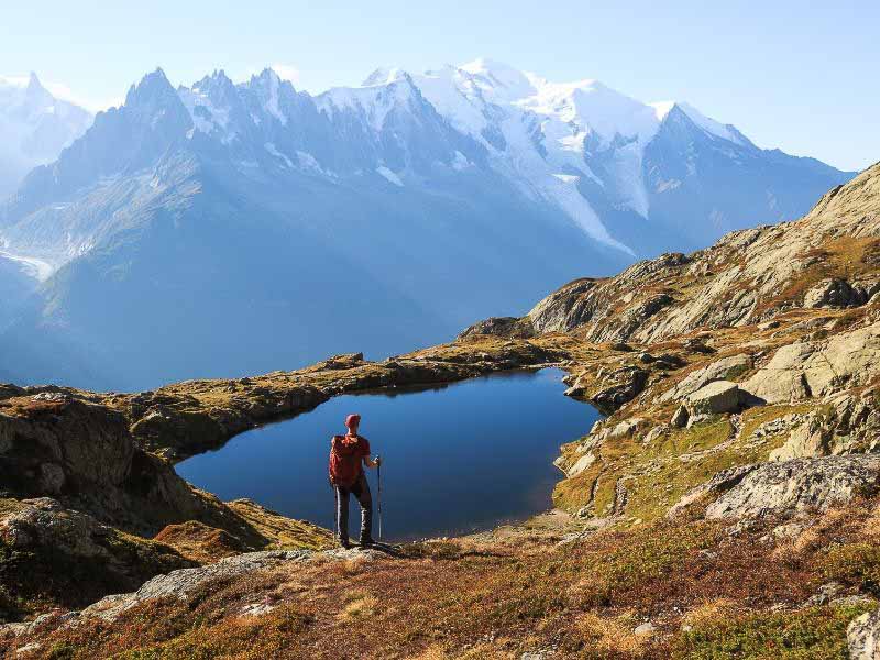 you'll get gorgeous lakes and amazing views of Mont Blanc on your Tour du Mont Blanc self guided hiking tour