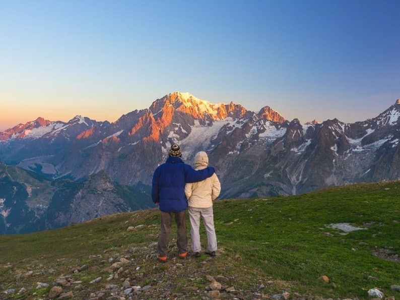 couple enjoying views of Mont Blanc