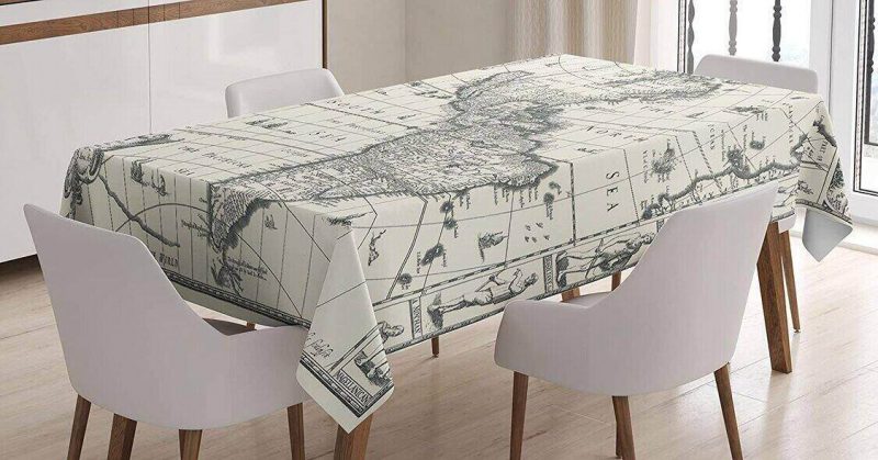 Add a world map tablecloth to your travel decor. 