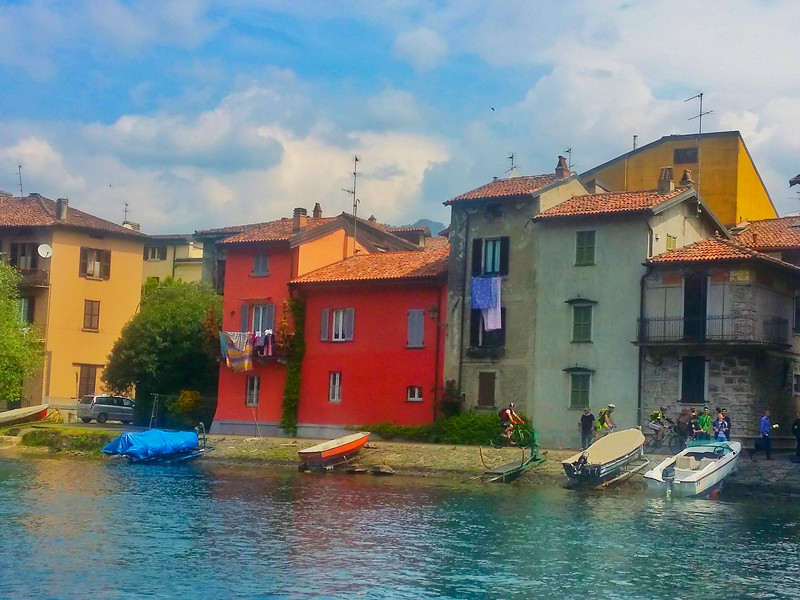 One of the many villages that line the shores of Lake Como - seen on a boat ride from Lecco, Italy.