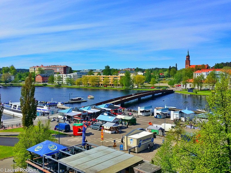 The view from my room at Original Sokos Hotel Seurahuone Savonlinna, overlooking the harbour of Lake Saimaa