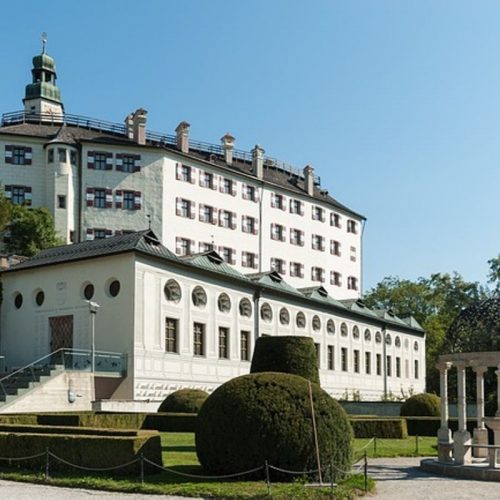 The white exterior of Ambras Castle