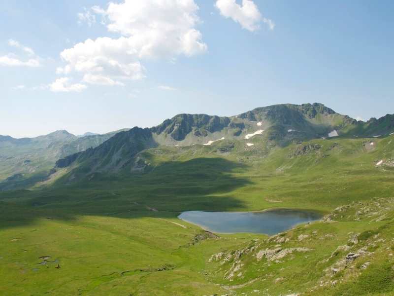 Lake in Albania seen while hiking the Via Dinarica