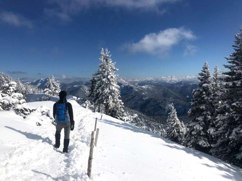 winter hiking with gaiters