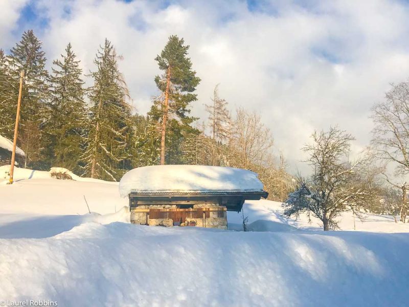 Snow-covered house in Wilder Kaiser