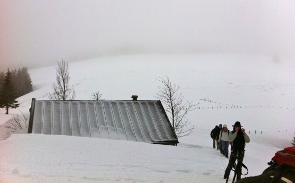 winter hiking german alps buried hut