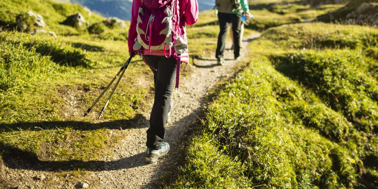 hiking women on a mountain