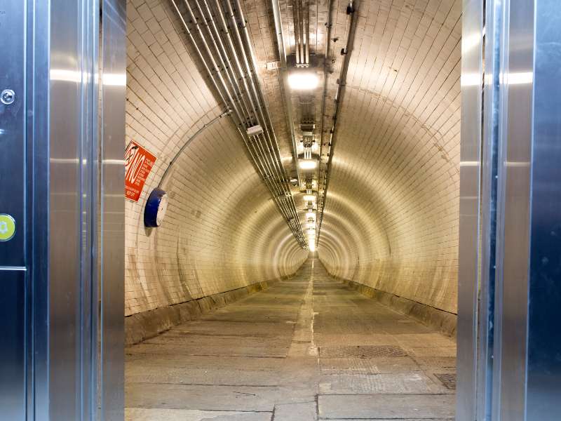 Woolwich Foot Tunnel, final walk of Thames Path