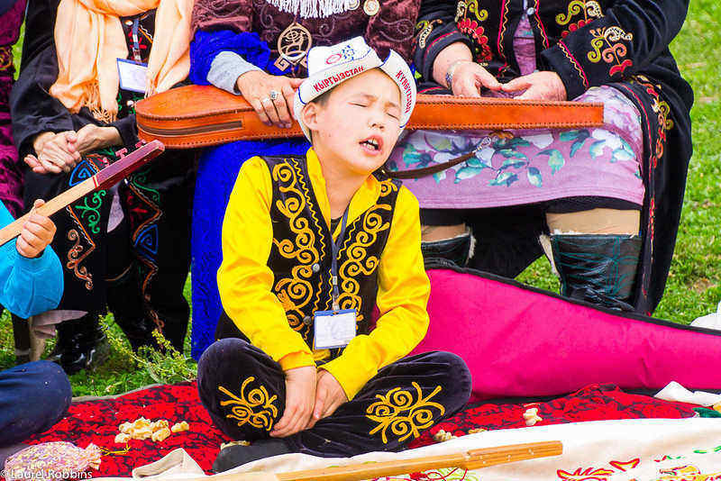 A Kyrgyz boy practising for the storytelling competition at the World Nomad Games.