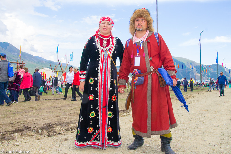 People wearing traditional nomadic clothing