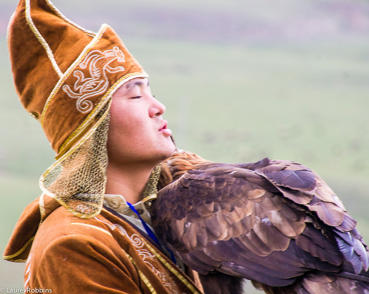 Falconer and his bird at the World Nomad Games 