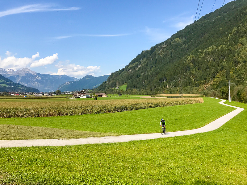 Cyclist in the Zillertal Valley.