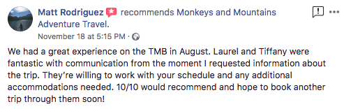 review of TMB tour