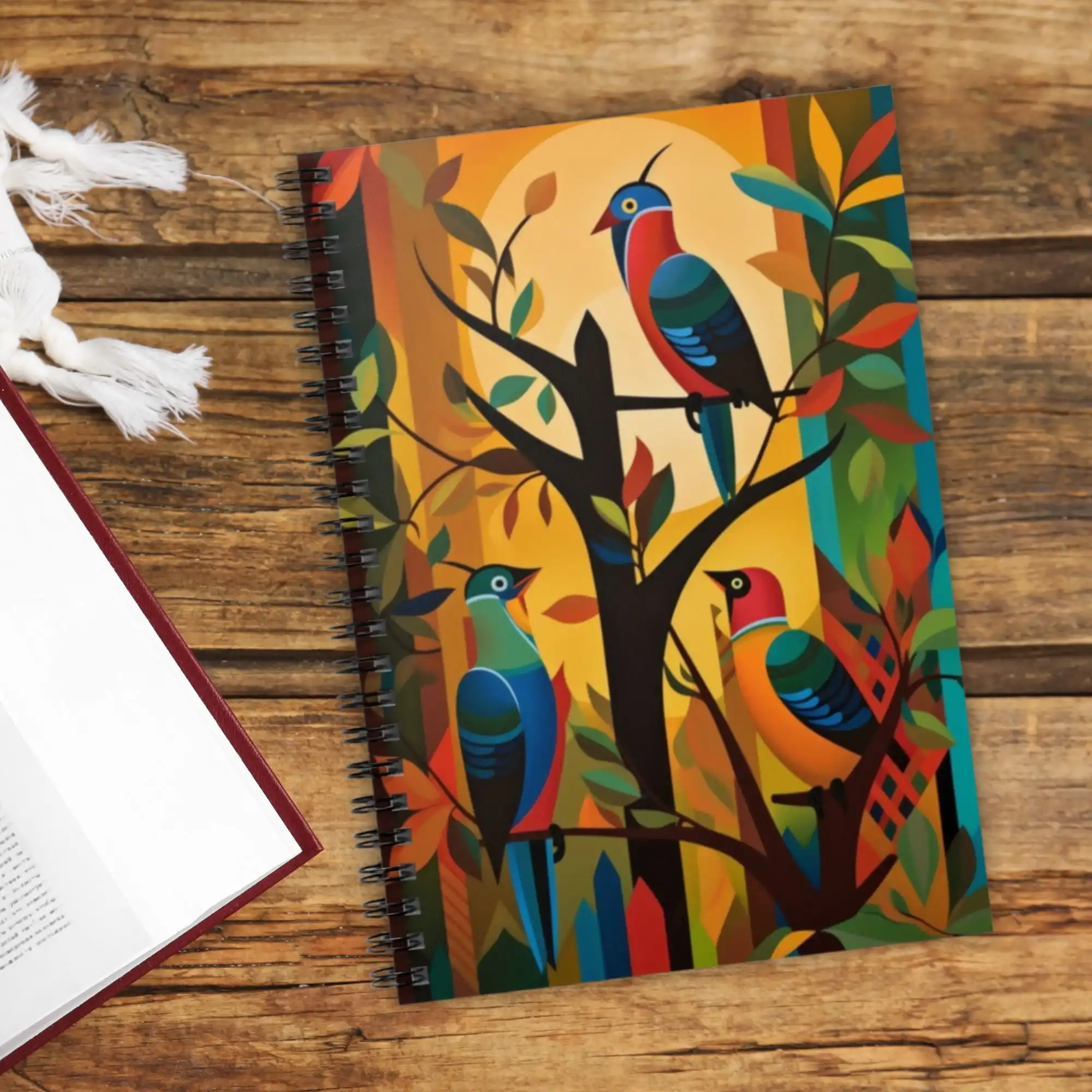 Colorful Birds Print School Notebook