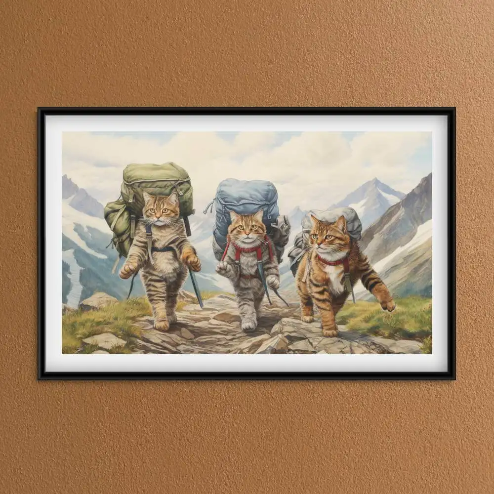 Meowtain Trails: Hiking Cat Wall Art (Printable)