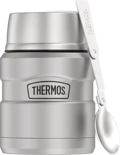 THERMOS Stainless King Vacuum-Insulated Food Jar with Spoon, 16 Ounce, Stainless Steel