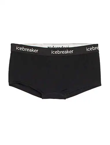 Icebreaker Merino womens Sprite Hot Pants Merino Wool base layer underwear, Black, Medium US