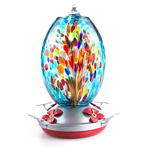 Hand-blown Glass Hummingbird Feeder