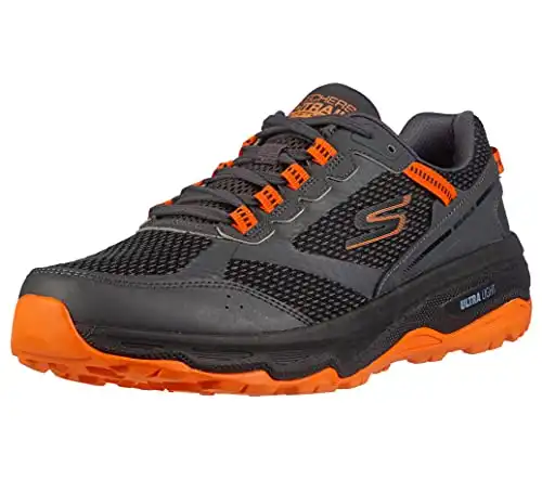 Skechers Men's GOrun Altitude-Trail Running Walking Hiking Shoe with Air Cooled Foam Sneaker, Charcoal/Orange, 11.5